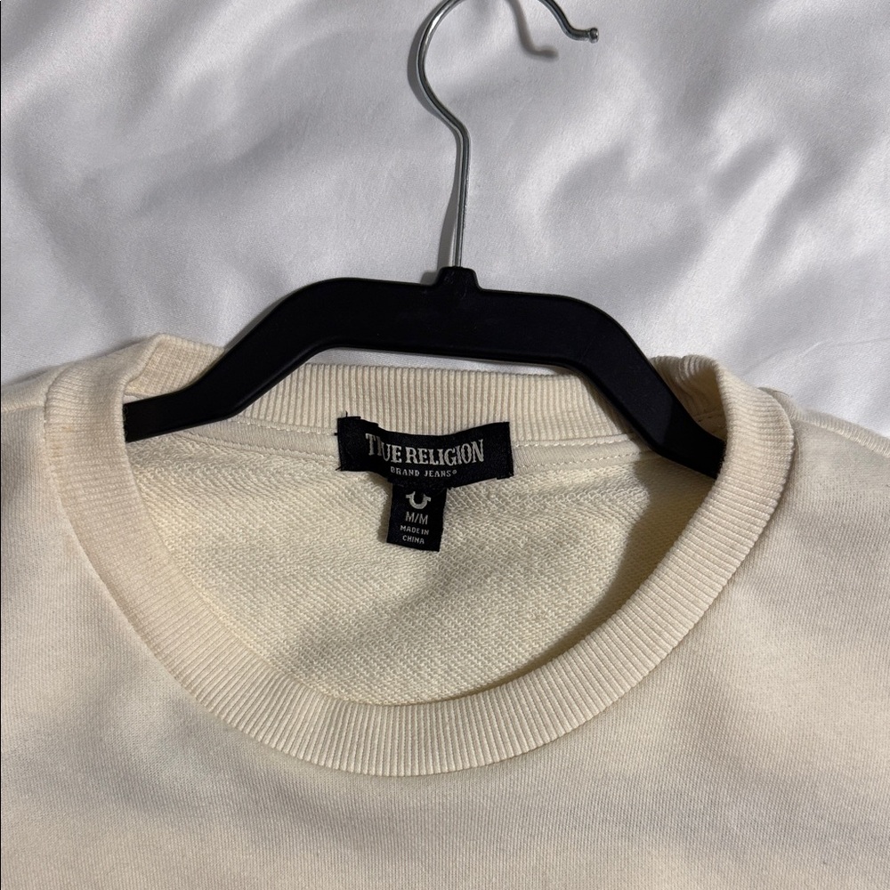 True Religion Men's Off-White Crewneck Sweater